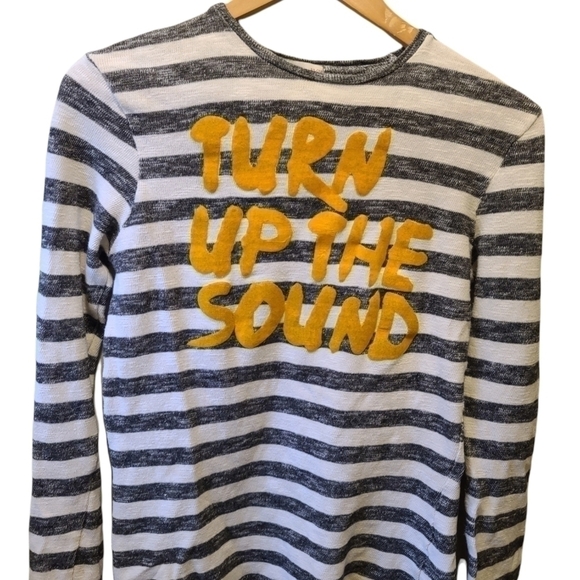 𝅺zara Boys Collection long sleeve crew neck t-shirt Stripes Size 11/12 - Picture 2 of 4